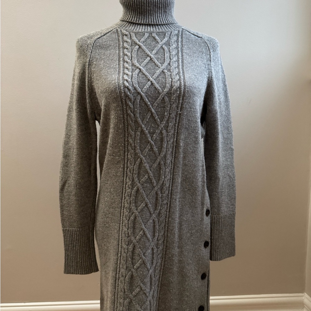 J. Crew Gray Cable Knit Turtleneck Sweater